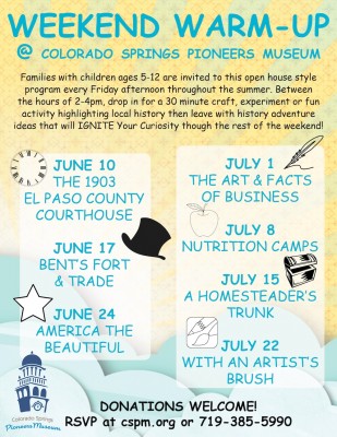 Weekend Warm-Up: With An Artist’s Brush (ages 5-12) presented by Colorado Springs Pioneers Museum at Colorado Springs Pioneers Museum, Colorado Springs CO