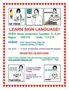 Basic Sign Language Course presented by Customized Disability and Sign Language Training at United Providers, Colorado Springs CO