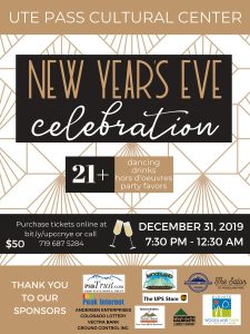 New Year’s Eve Celebration presented by Ute Pass Cultural Center at Ute Pass Cultural Center, Woodland Park CO