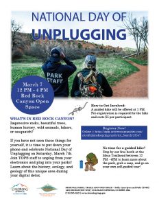 National Day of Unplugging presented by City of Colorado Springs Parks, Recreation & Cultural Services at Red Rock Canyon Open Space, Colorado Springs CO