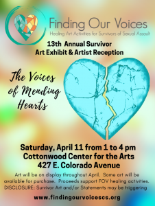 POSTPONED: ‘The Voices of Mending Hearts’ presented by Finding Our Voices at Cottonwood Center for the Arts, Colorado Springs CO