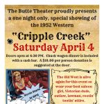 CANCELED: ‘Cripple Creek’ Film Screening presented by Butte Theatre at Butte Theatre, Cripple Creek CO
