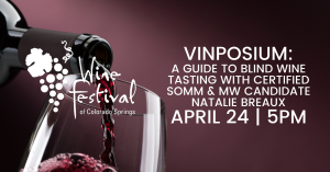 POSTPONED: 29th Annual Wine Festival of Colorado Springs: Vinposium: A Guide to Blind Wine Tasting presented by  at The Broadmoor Hotel, Broadmoor Hall, Colorado Springs CO
