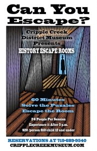 Cripple Creek District Museum Escape Rooms presented by Cripple Creek District Museum at Cripple Creek District Museum, Cripple Creek CO