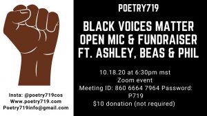 Black Voices Matter Open Mic & Fundraiser presented by Poetry 719 at Online/Virtual Space, 0 0