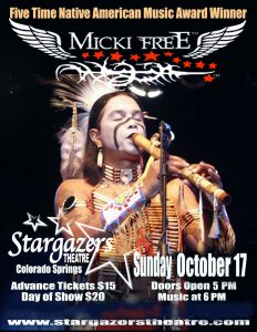 Micki Free: Native American Flute presented by Stargazers Theatre & Event Center at Stargazers Theatre & Event Center, Colorado Springs CO