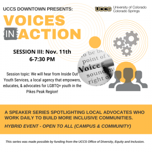 Voices in Action III presented by University of Colorado Colorado Springs (UCCS) at UCCS Downtown, Colorado Springs CO