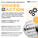 Voices in Action II presented by University of Colorado Colorado Springs (UCCS) at UCCS Downtown, Colorado Springs CO