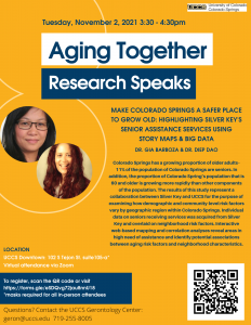 Aging Together: Research Speaks presented by University of Colorado Colorado Springs (UCCS) at UCCS Downtown, Colorado Springs CO