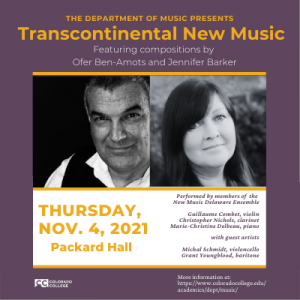 Transcontinental New Music presented by Colorado College Music Department at Colorado College - Packard Hall, Colorado Springs CO