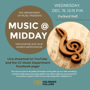 Music at Midday at Colorado College presented by Colorado College Music Department at Colorado College - Packard Hall, Colorado Springs CO