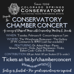 Colorado Springs Conservatory Chamber Concert presented by Colorado Springs Conservatory at Warehouse Restaurant & Gallery, Colorado Springs CO