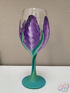 Purple Flower Wine Glass presented by Brush Crazy at Brush Crazy, Colorado Springs CO