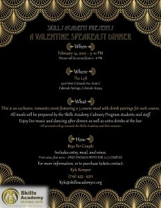 Skills Valentines Day Dinner presented by  at The Loft Music Venue and Theater, Colorado Springs CO