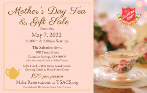 Mother’s Day Tea and Shopping Event presented by Salvation Army Women's Auxiliary at ,  