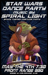 Spiral Light and Star Wars Disco Party presented by Front Range Barbeque at Front Range Barbeque, Colorado Springs CO