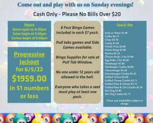 Sunday Night Bingo presented by  at Disabled American Veterans, Chapter 26, Colorado Springs CO