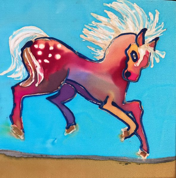 Gallery 2 - Red Pony on Silk by Mary Gorman
