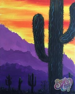 Cactus Saguaro Sunset presented by Brush Crazy at Brush Crazy, Colorado Springs CO