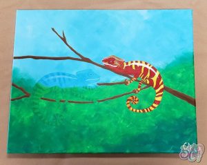 Chameleon Buddies (Canvas) presented by Brush Crazy at Brush Crazy, Colorado Springs CO