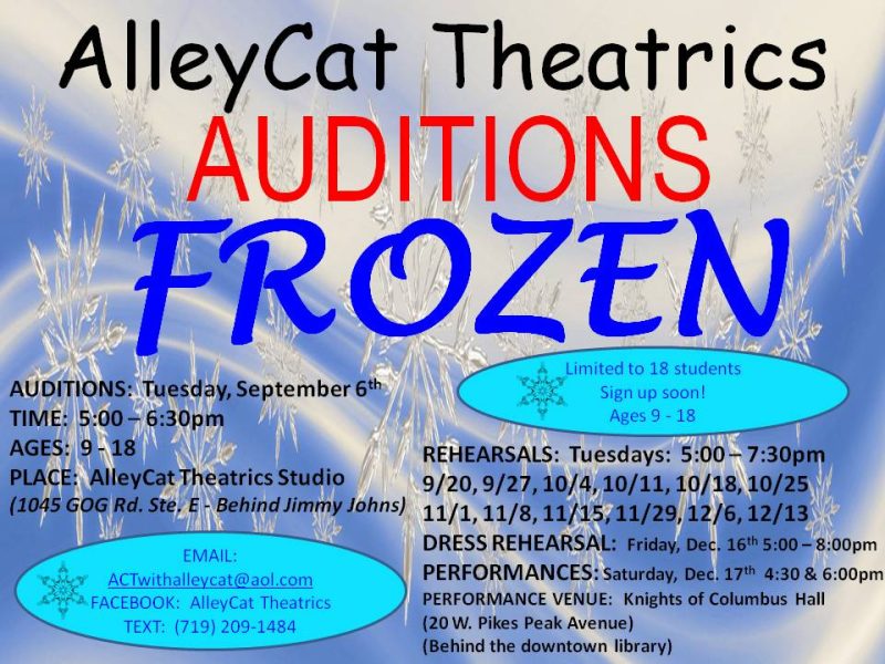 CALL FOR AUDITIONS: ‘Frozen’ presented by AlleyCat Theatrics LLC at ,  