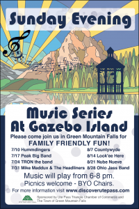 Sunday Evening Music Series on Gazebo Island presented by  at Gazebo Lake Park, Green Mountain Falls CO