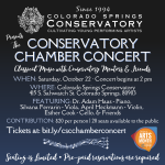 Arts Month Chamber Concert presented by Colorado Springs Conservatory at Colorado Springs Conservatory, Colorado Springs CO