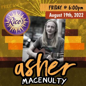 Asher MacEnulty presented by Poor Richard's Downtown at Rico's Cafe, Chocolate and Wine Bar, Colorado Springs CO