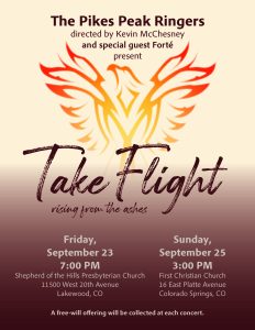 ‘Take Flight: Rising From the Ashes’ presented by Pikes Peak Ringers at First Christian Church, Colorado Springs CO