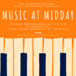 Music at Midday presented by Colorado College Music Department at Colorado College - Packard Hall, Colorado Springs CO