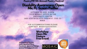 Poetry 719 Festival: Disability Awareness Month Open Mic presented by Poetry 719 at UCCS - University Hall, Colorado Springs CO