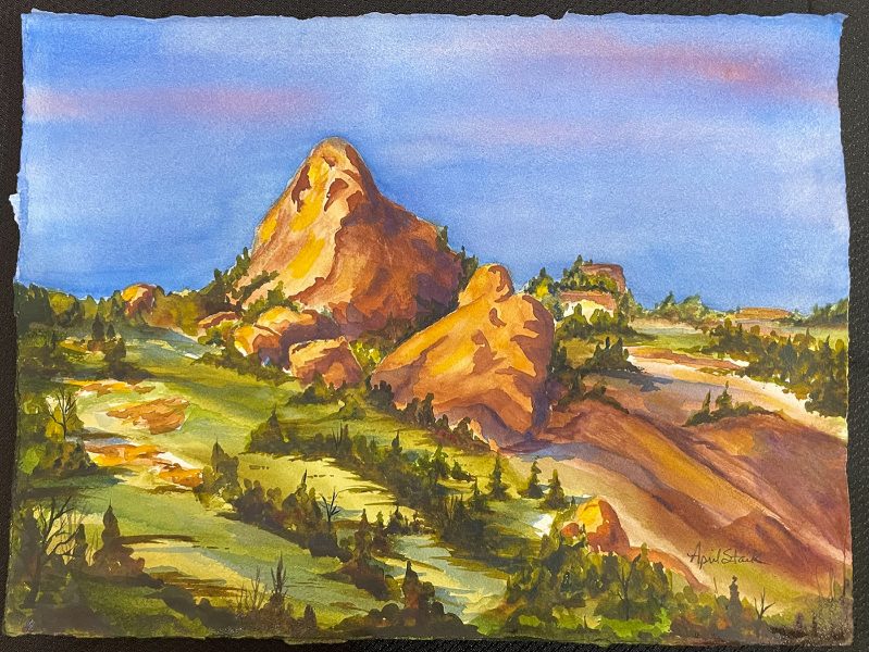 Gallery 2 - A painting of a mountain entitled 'Colorado Hike' by April Stark.