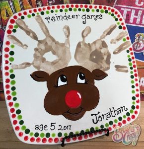 Handprint Reindeer Plate Class presented by Brush Crazy at Brush Crazy, Colorado Springs CO