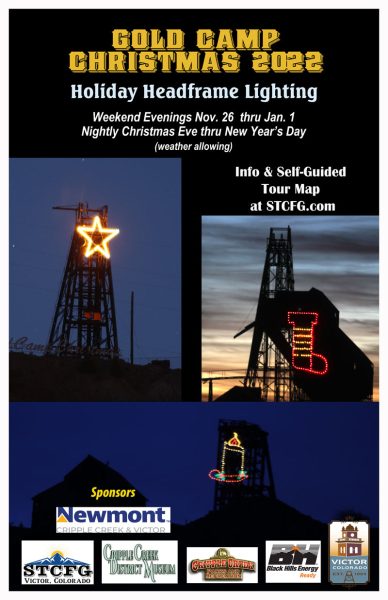 Holiday Headframe Lighting presented by Southern Teller County Focus Group at Victor Lowell Thomas Museum, Victor CO