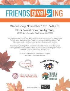 FRIENDSgive!ING presented by Trails and Open Space Coalition at Black Forest Community Center, Colorado Springs CO