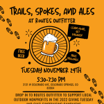 Trails, Spokes, and Ales presented by Pikes Peak Outdoor Recreation Alliance at ,  