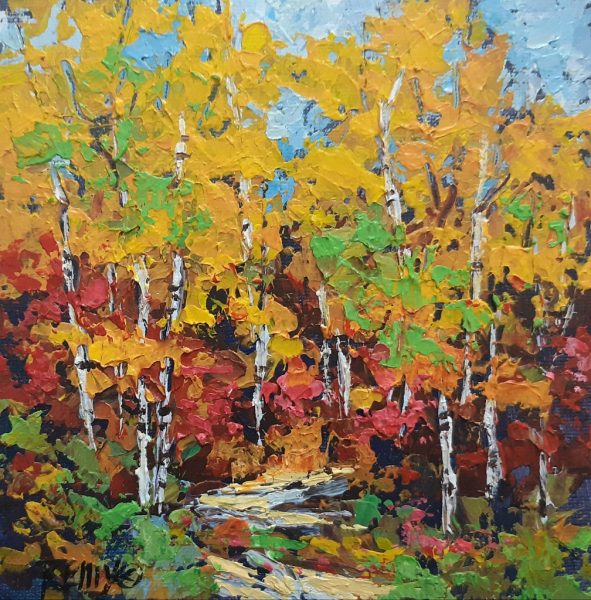 Gallery 1 - A painting of trees with yellow leaves