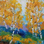 Gallery 2 - A painting of trees with yellow leaves