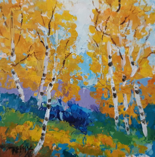 Gallery 2 - A painting of trees with yellow leaves