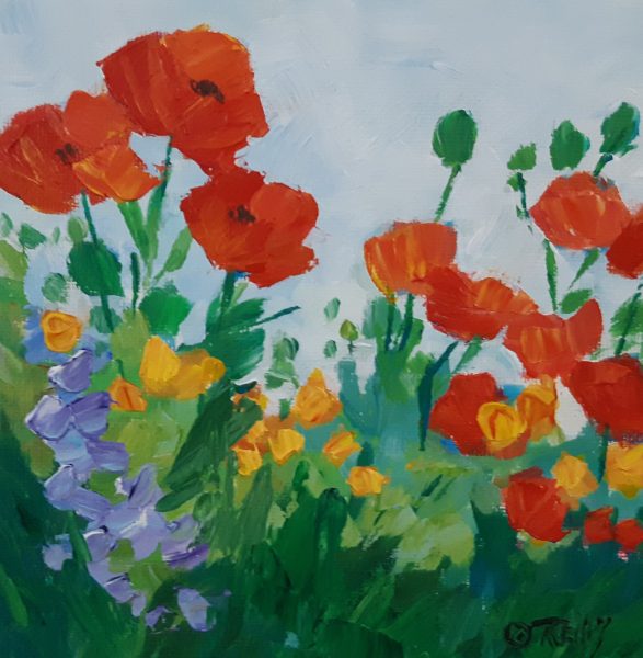 Gallery 4 - A painting of red and yellow flowers