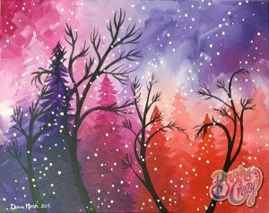 Pine Trees in Shades of Pink Class presented by Brush Crazy at Brush Crazy, Colorado Springs CO