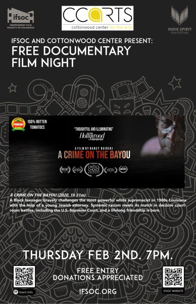 ‘A Crime On The Bayou’ presented by Independent Film Society of Colorado (IFSOC) at Cottonwood Center for the Arts, Colorado Springs CO