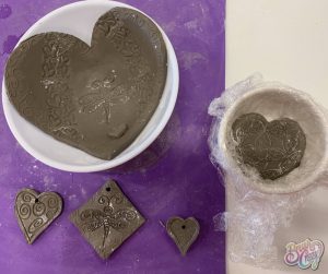 Clay Heart Dish and Pendants Class presented by Brush Crazy at Brush Crazy, Colorado Springs CO