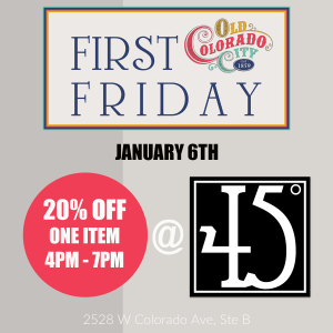 First Friday @ 45° presented by 45 Degree Gallery at 45 Degree Gallery, Colorado Springs CO