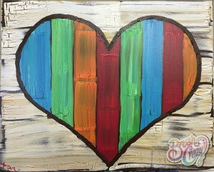 Heart Crackle Color Painting presented by Brush Crazy at Brush Crazy, Colorado Springs CO