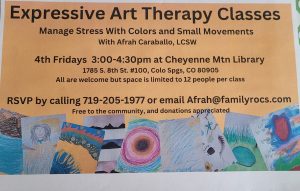 Expressive Art Therapy Classes with Afrah Caraballo presented by  at PPLD: Cheyenne Mountain Library, Colorado Springs CO