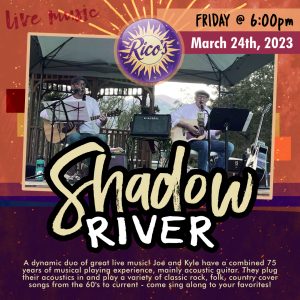 The Shadow River Band presented by Poor Richard's Downtown at Rico's Cafe, Chocolate and Wine Bar, Colorado Springs CO