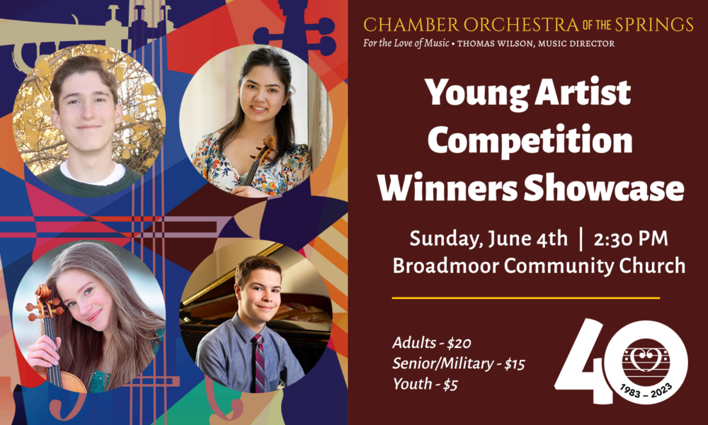 Young Artist Competition Winners Showcase presented by Chamber Orchestra of the Springs at Broadmoor Community Church, Colorado Springs CO