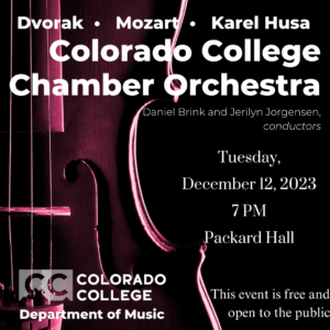 CC Chamber Orchestra Concert presented by Colorado College Music Department at Colorado College: Packard Hall, Colorado Springs CO