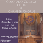 CC Choir and Chamber Chorus presented by Colorado College Music Department at Colorado College: Packard Hall, Colorado Springs CO